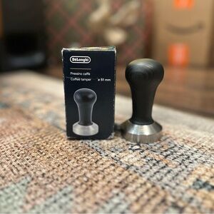 DeLonghi Italian Coffee Tamper Black Wood Stainless Tamper 51mm DSLC080 Tool